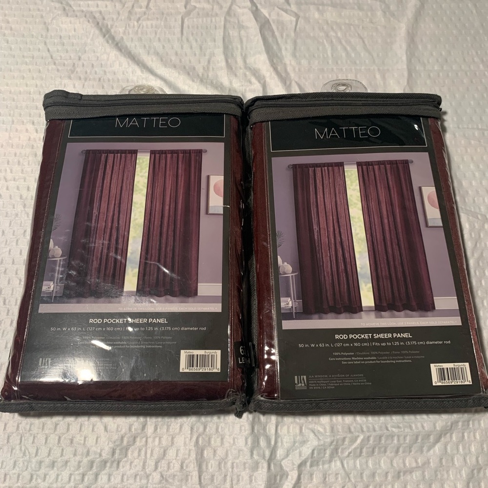 Rich Burgundy Sheer Curtain Panels‎